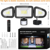 42W Motion Sensor Security Light Outdoor 3600LM PIR Floodlight with Remote IP66 Waterproof